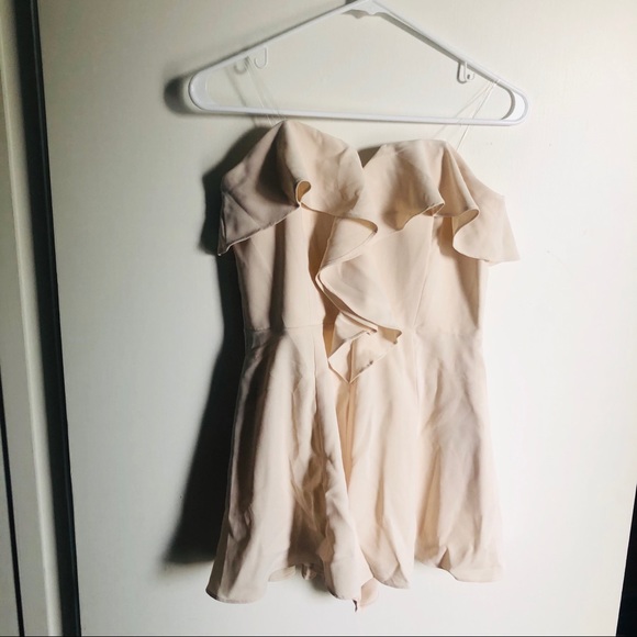Cream Strapless Ruffle Romper - Picture 2 of 5